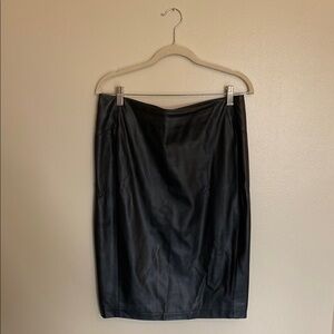 Gianni Bini Black Leather Pencil Skirt Knee-Length Cocktail